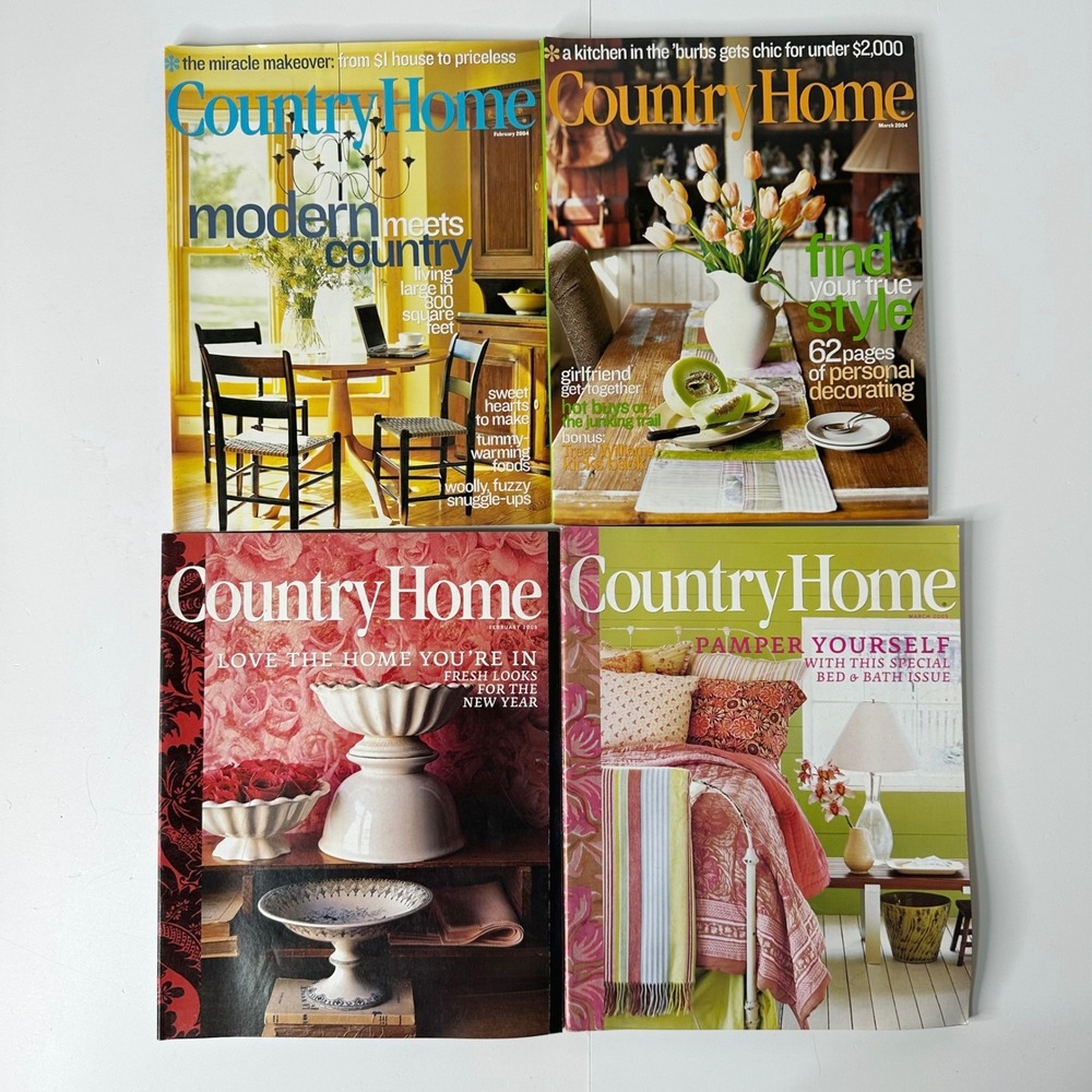 4 Vintage Country Home Magazines Feb Mar 2004 2005 Interior Design Decorating